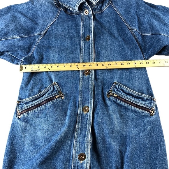 VTG Be In The Current Seen 80s 90s Full Length Lined Denim Trench Retro Vintage - Picture 8 of 9